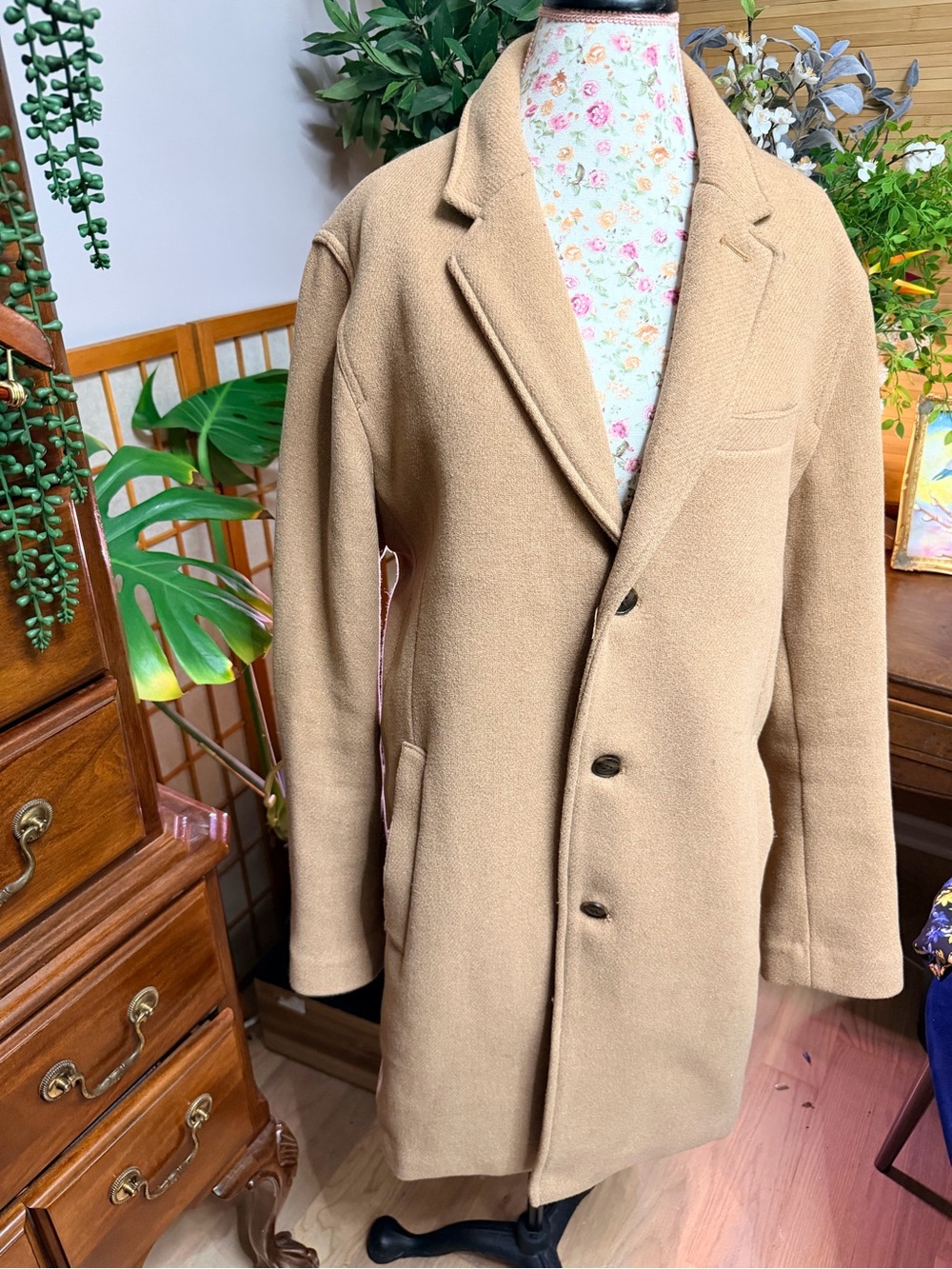 GAP Mens XL Lanificio Nello Gori Camel Wool-Blend Classic Tailored Overcoat